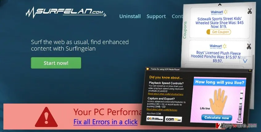 SurfeLan ads: surfelan virus
