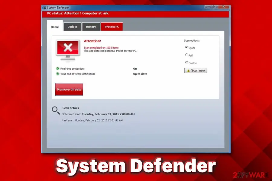 System Defender: rogue anti spyware malware