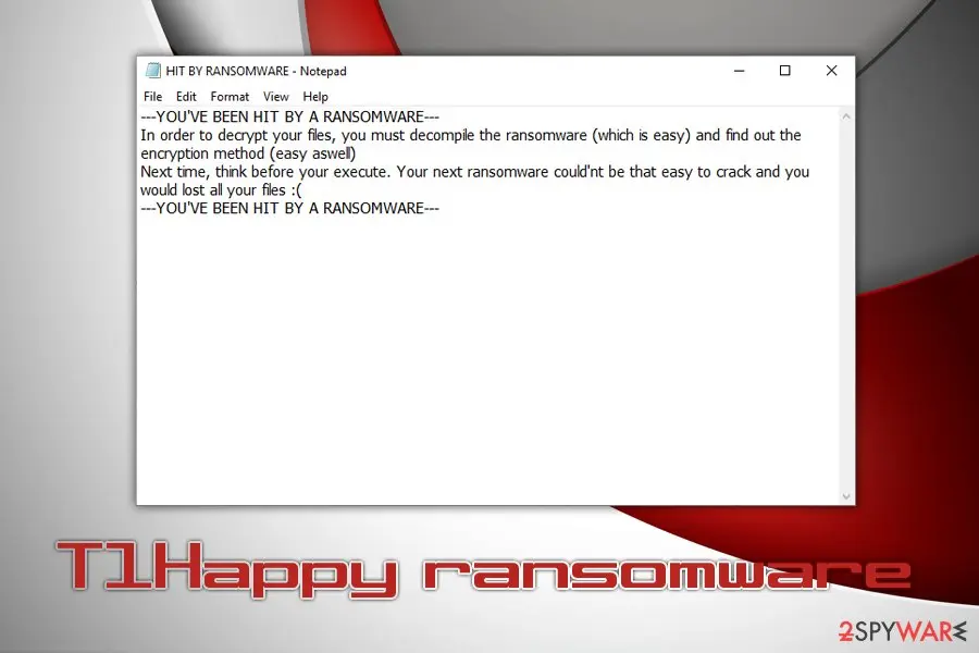 T1Happy: ransomware crypto virus does not requires ransom