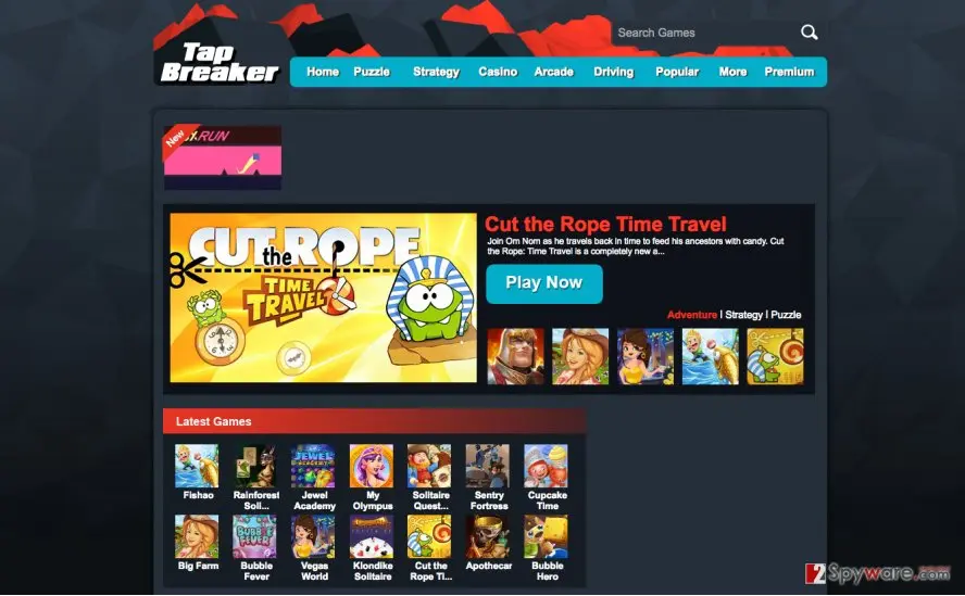 TapBreaker ads: tapbreaker virus website screenshot
