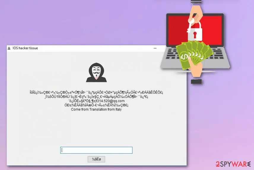 Screenshot of Termite ransomware: virus