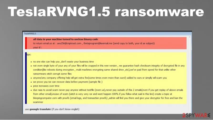 TeslaRVNG1.5 ransomware: teslarvng1 5 cryptovirus