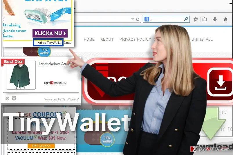 TinyWallet ads: tinywallet adware virus illustration