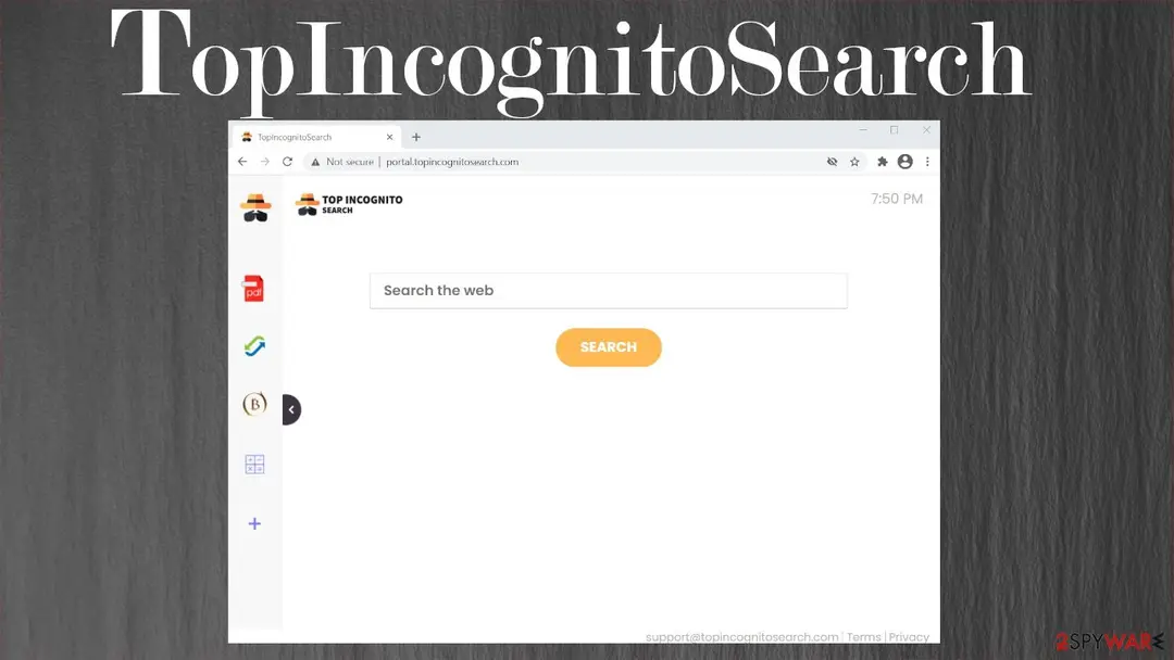 Screenshot of TopIncognitoSearch: browser hijacker