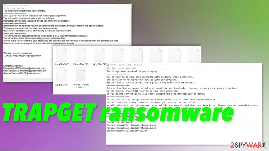 Screenshot of TRAPGET ransomware: screenshot