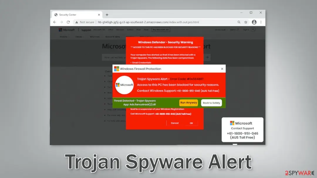 Trojan Spyware Alert – Error Code: #0x564897: trojan spyware alert