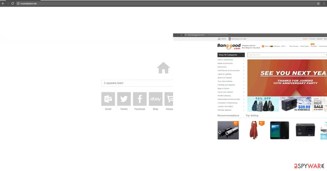 Screenshot of Trustedstart.net: trustedstart virus