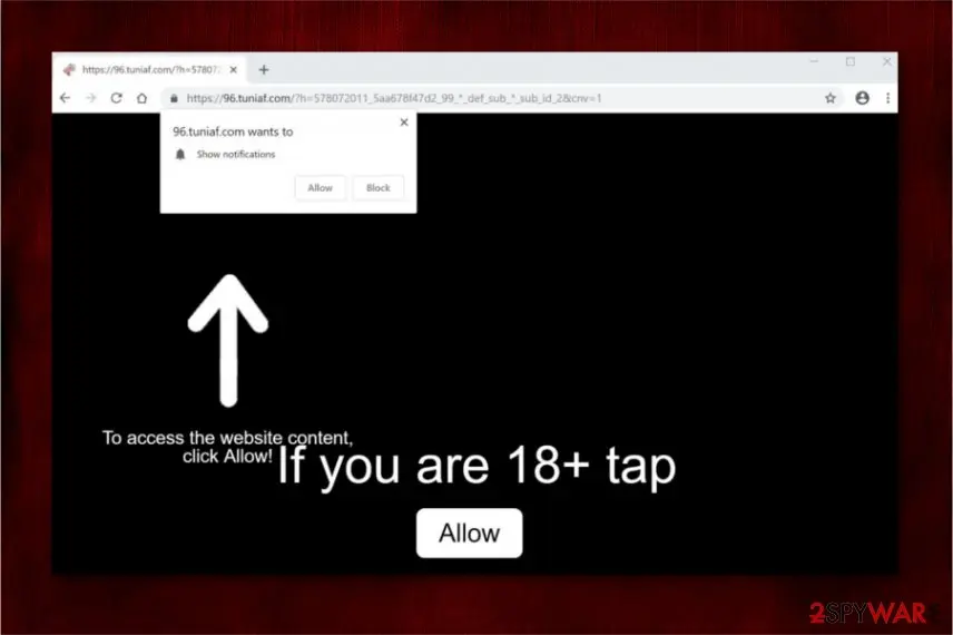 Tuniaf.com: tuniaf com push notifications virus