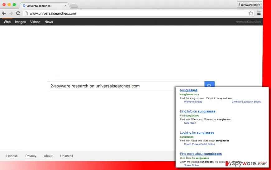 Universalsearches.com virus: universalsearches com redirect virus