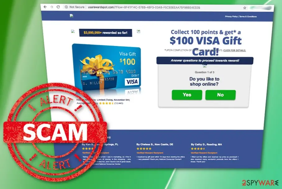 Screenshot of Usarewardspot: adware