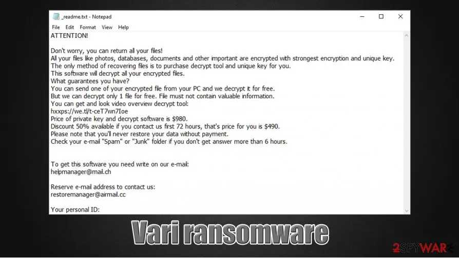 Vari ransomware: stop djvu variant