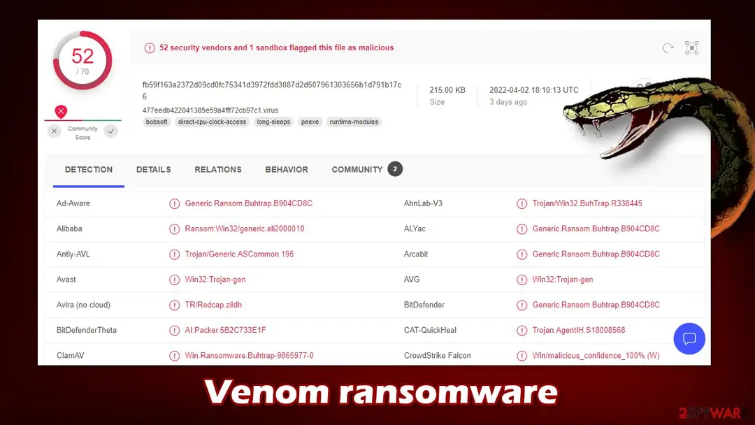 Screenshot of Venom: ransomware