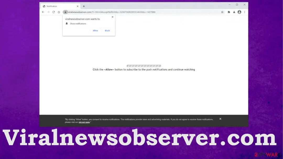 Screenshot of Viralnewsobserver: com virus