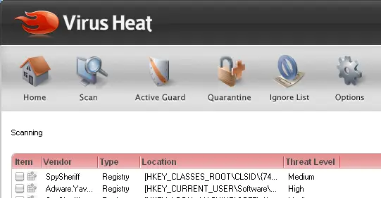 Screenshot of VirusHeat: screenshot