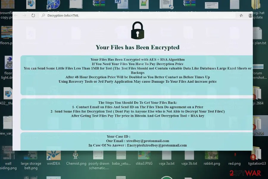 Screenshot of Void ransomware: screenshot