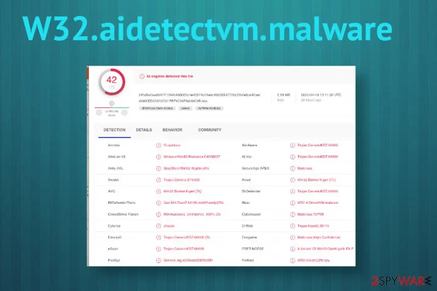 W32.aidetectvm.malware: w32 aidetectvm malware