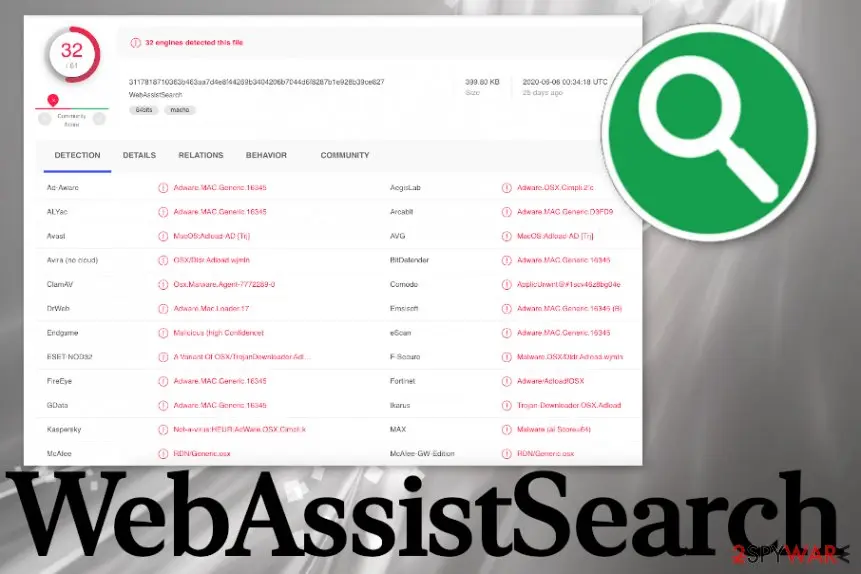 Screenshot of WebAssistSearch: adware