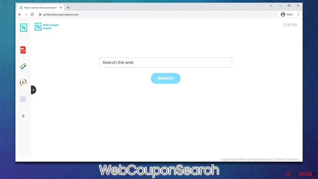 Screenshot of WebCouponSearch: browser hijacker
