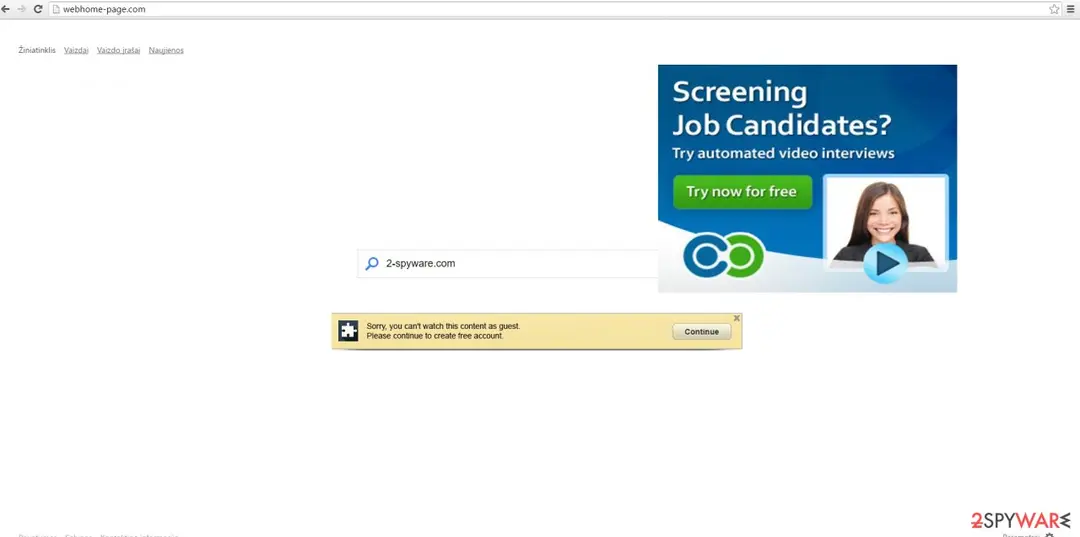 Webhome-page.com virus: webhome page