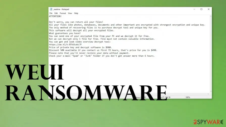 Screenshot of Weui ransomware: screenshot