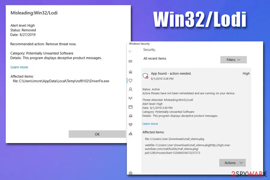 Win32/Lodi, Misleading:Win32/Lodi: win3 lodi misleading hoax pup