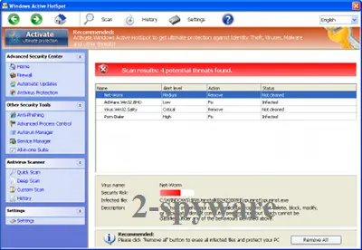 Windows Active HotSpot: 1