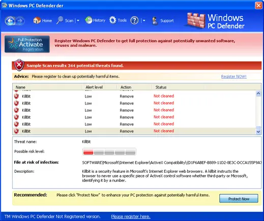 Windows PC Defender: screenshot