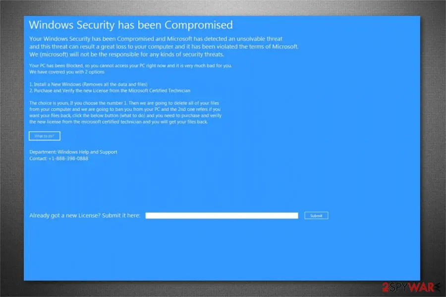 Windows Security has been Compromised: scam message