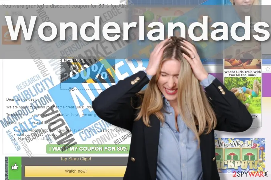 Screenshot of Wonderlandads: adware illustration