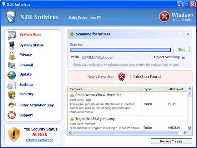 Screenshot of XJR Antivirus: screenshot