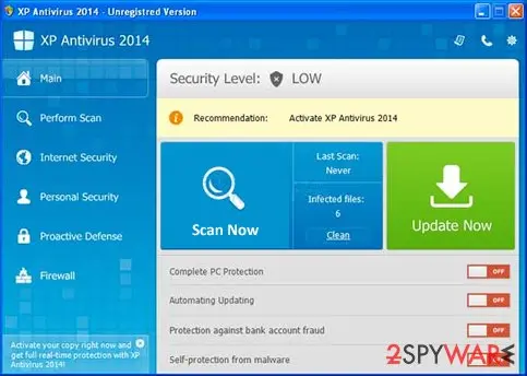 XP Antivirus 2014: screenshot