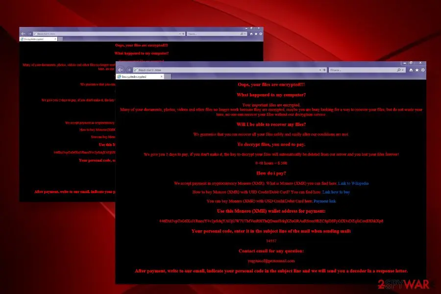 Screenshot of Yogynicof: ransomware