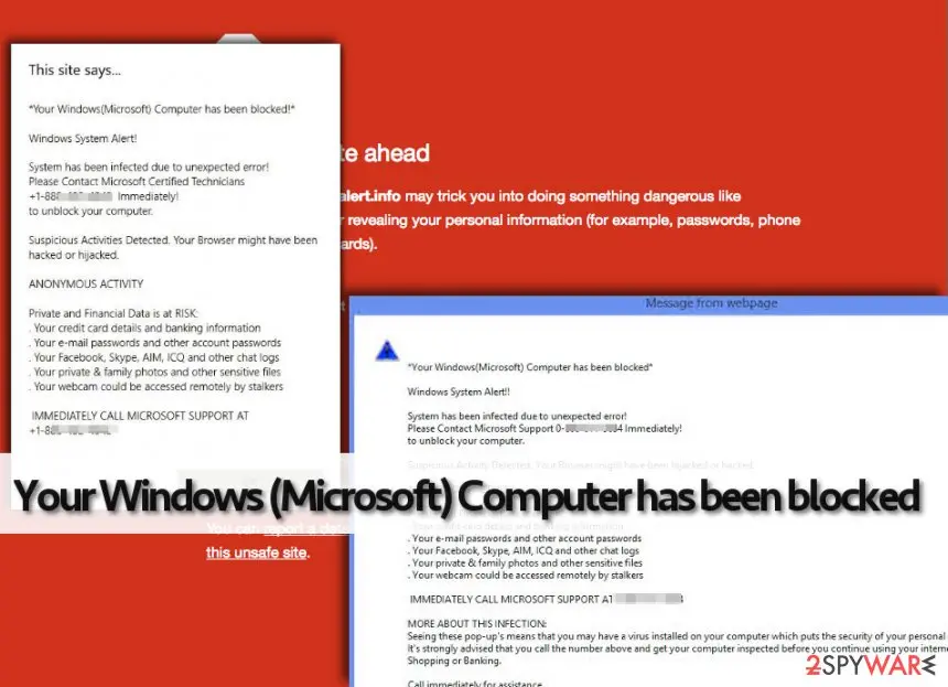 Your Windows: microsoft computer has been blocked virus