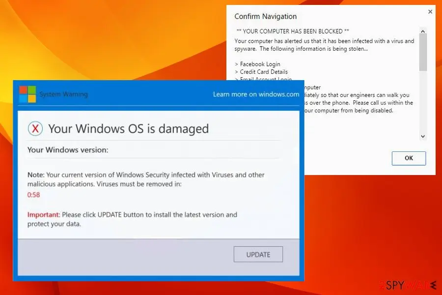 Your Windows OS is damaged: virus