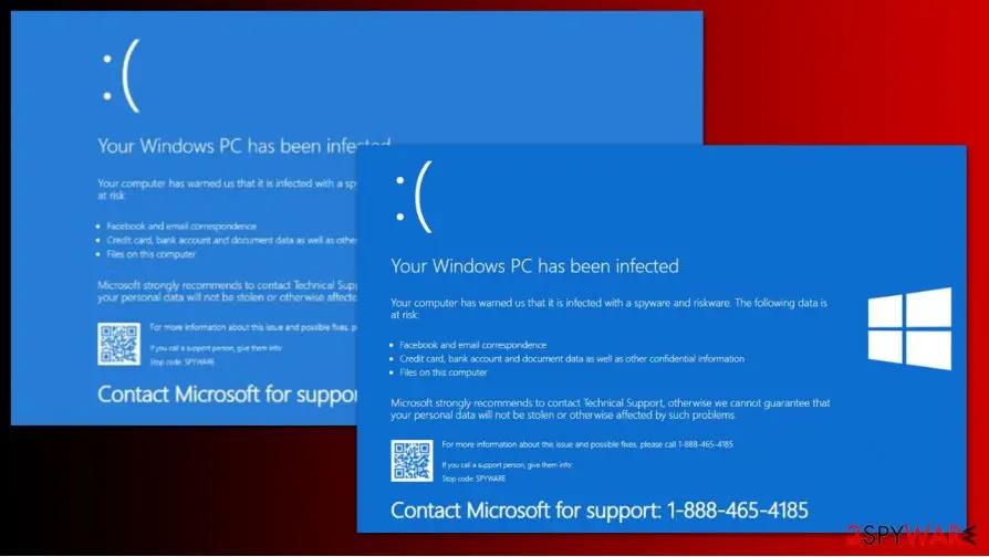 Your Windows PC has been infected: scam virus fake alert