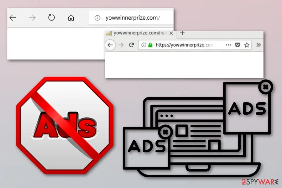 Screenshot of Yowwinnerprize: com adware