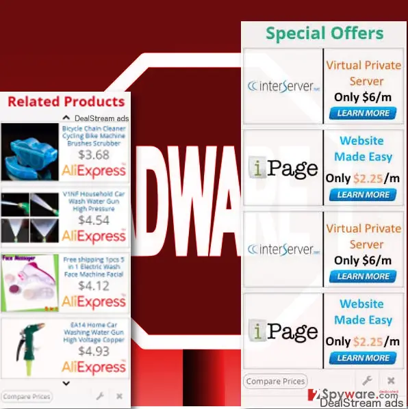 DealStream ads: dealstream adware pop ups examples