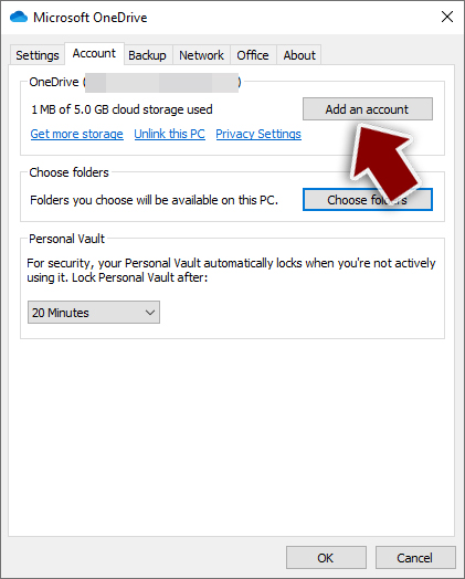 Add OneDrive account Add OneDrive account