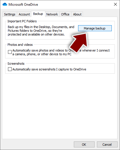 Manage backup Manage backup