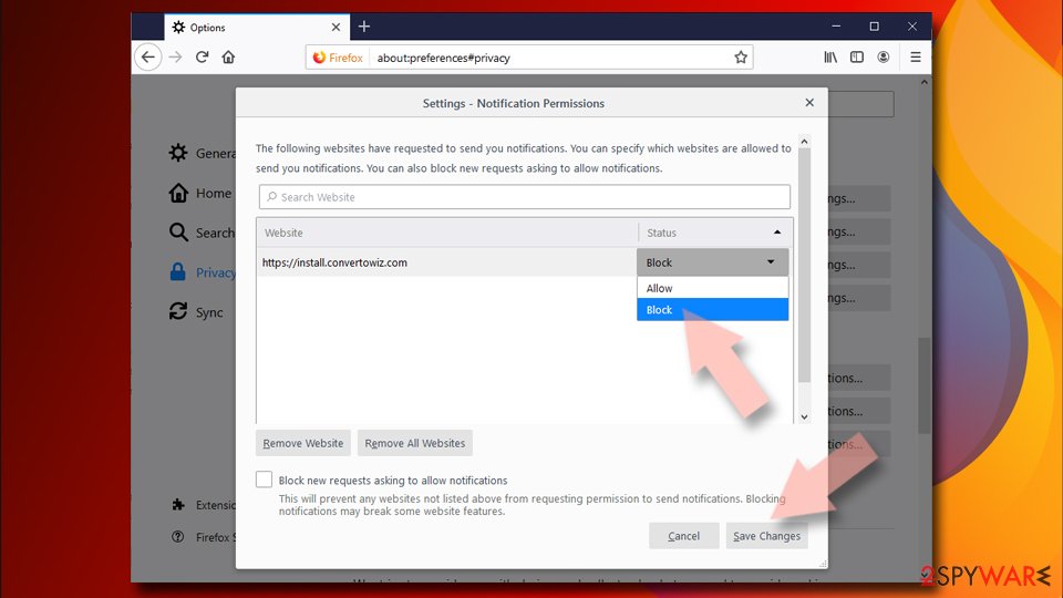 Stop notifications on Mozilla Firefox 2 Stop notifications on Mozilla Firefox 2