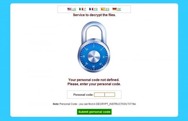an example of Cryptowall notification