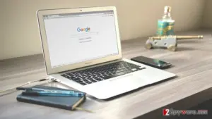 Computer displaying Google site