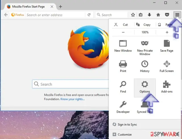 Open Firefox Options