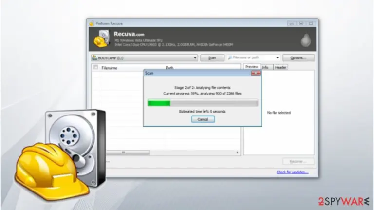 Piniform Recuva software