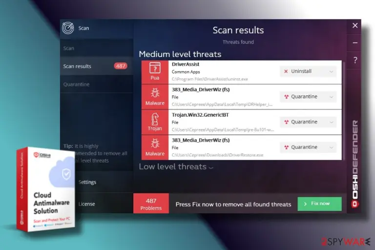 OSHI Defender removed cyber infections