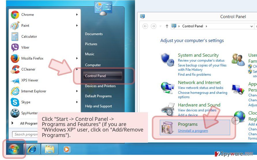 Click 'Start -> Control Panel -> Programs and Features' (if you are 'Windows XP' user, click on 'Add/Remove Programs').