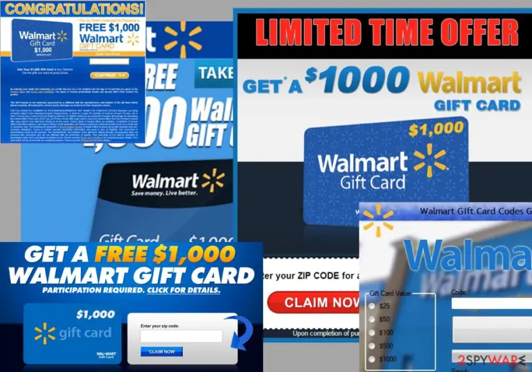 Examples of $1000 Walmart Gift Card Winner ads