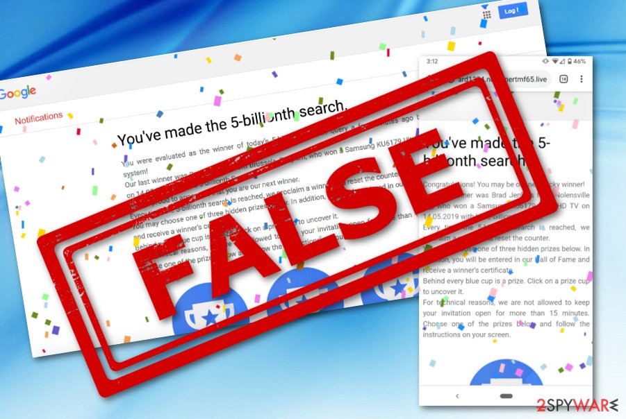 5 Billionth Search prize scam 5 Billionth Search prize scam