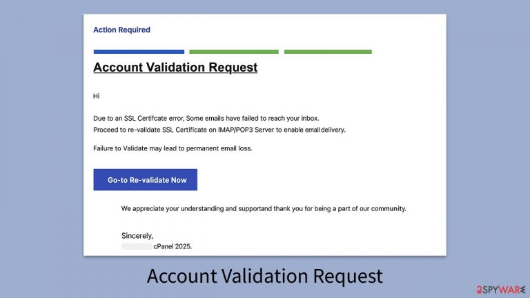 "Account Validation Request" email