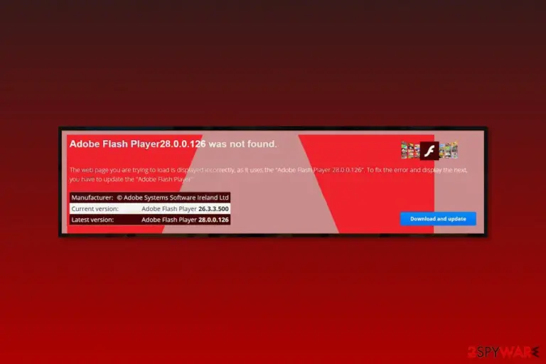 Screenshot of "Adobe Flash Player Was Not Found" scam